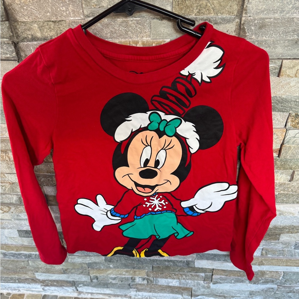 Disney Minnie Mouse Christmas Red Long Sleeve Top